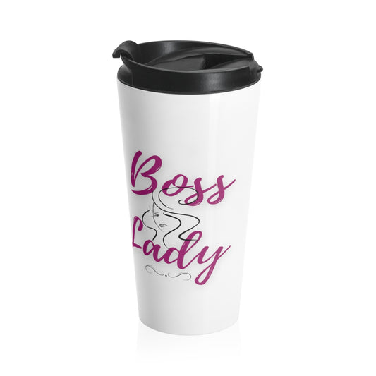 Boss Lady Stainless Steel Travel Mug Wht
