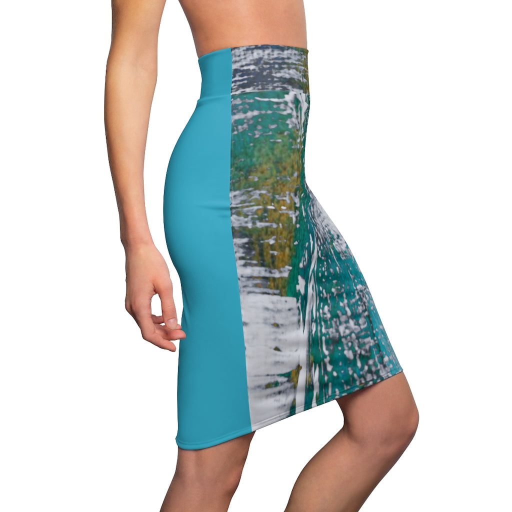 An Artist's Eye Hint of Turquoise Women's Pencil Skirt