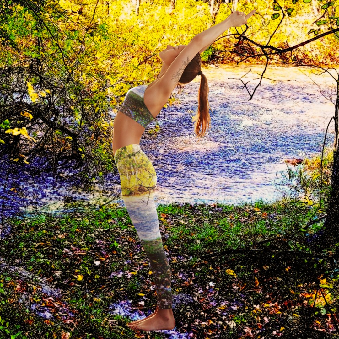 Women's Yoga Leggings with Gray Art by Toronto Artist Rachcael
