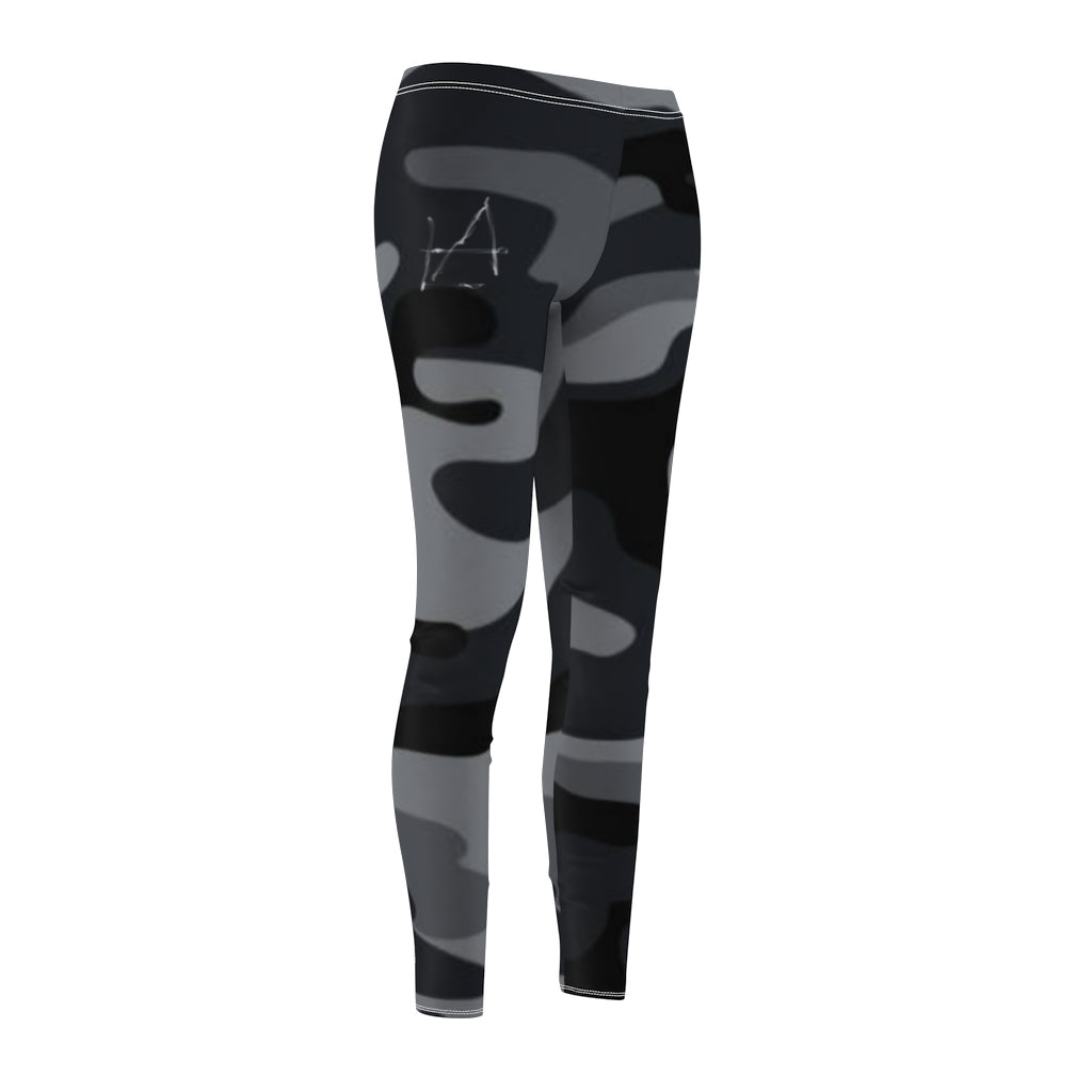 Art Leggings Black & Grey Camo Brushed Suede Leggings