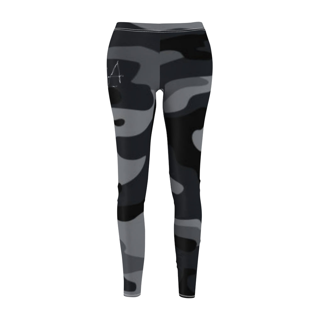 Art Leggings Black & Grey Camo Brushed Suede Leggings