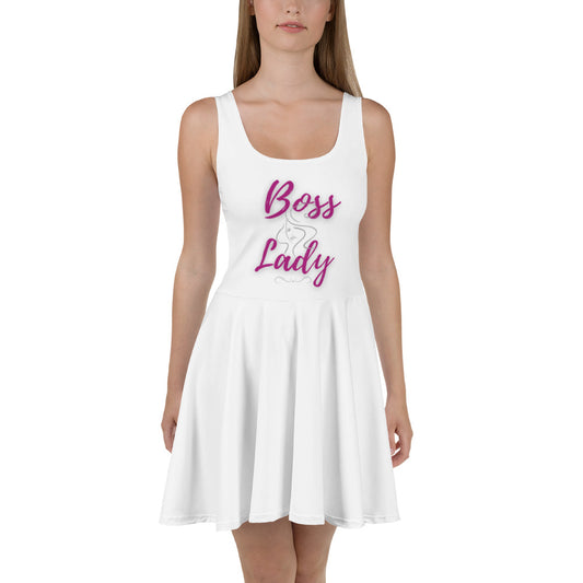 Boss Lady Skater Dress White Fabric