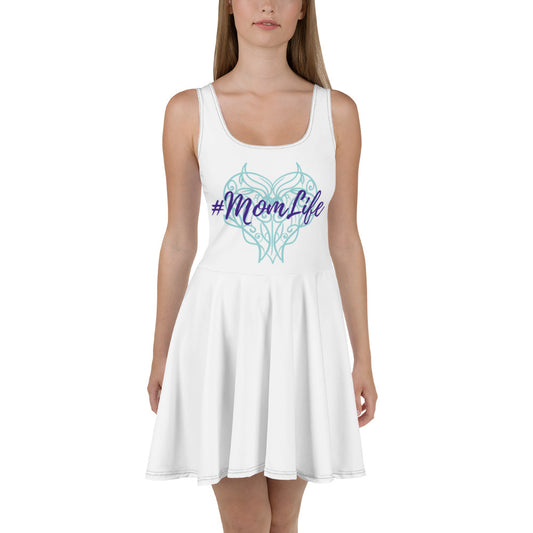 Mom Life Turquoise Heart of Interlocking Love Skater Dress