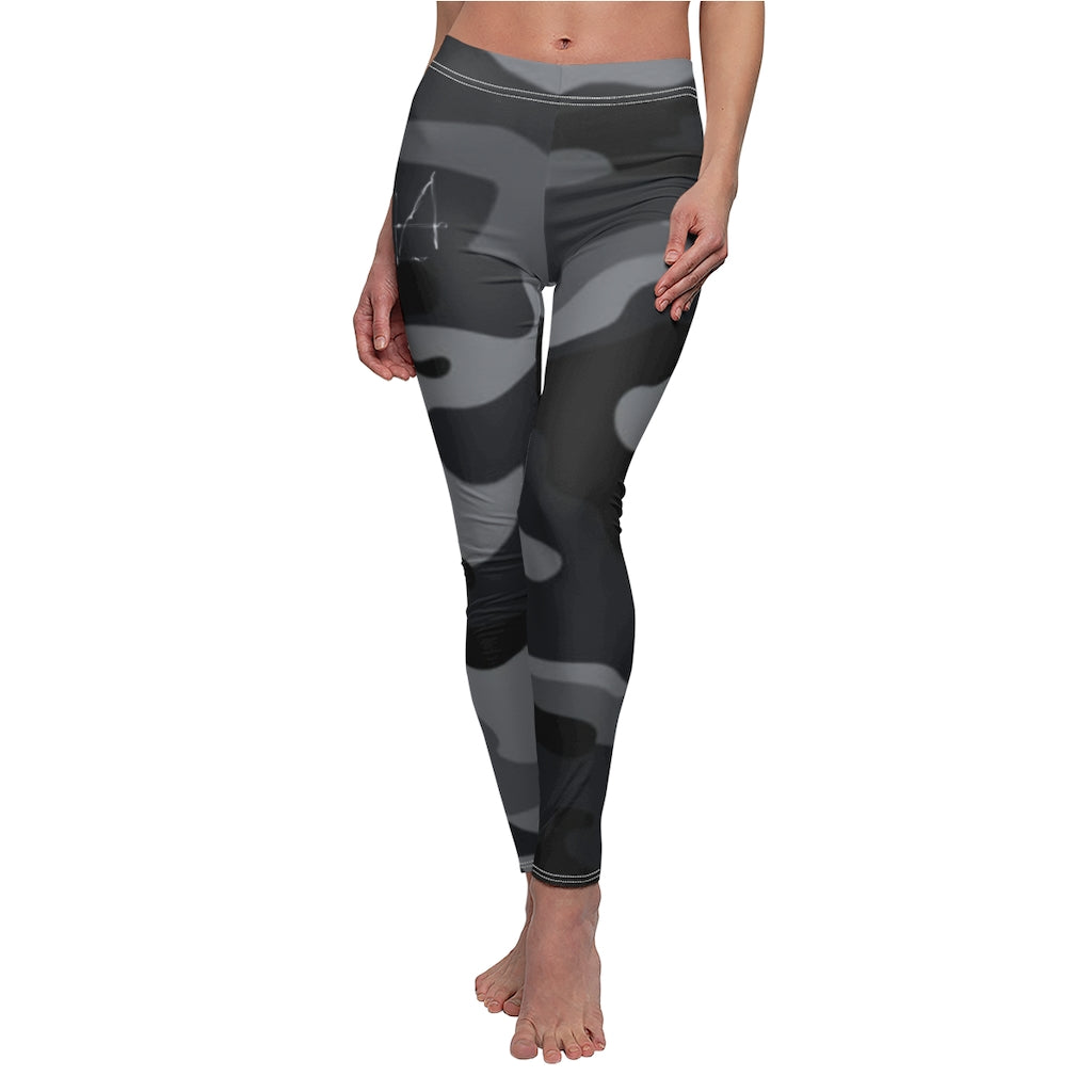 Art Leggings Black & Grey Camo Brushed Suede Leggings